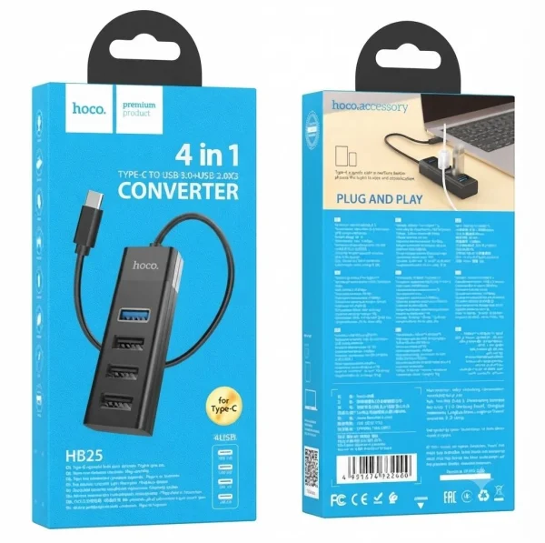 Hoco HB25 Easy Mix (Type-C) 4-in-1 High Speed Converter Black